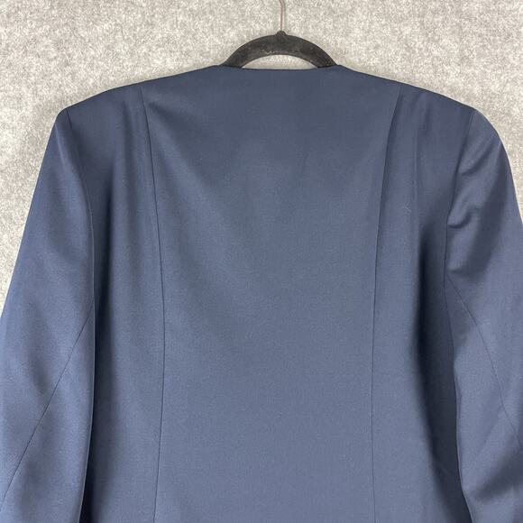 Vintage Lilli Ann Long Blazer Jacket Womens Medium Blue Gold Button Career - Picture 13 of 16